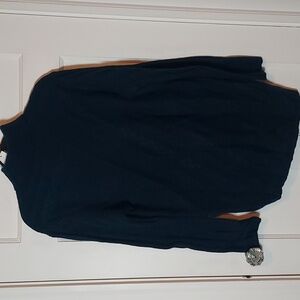 Milly Asymmetrical Cable Turtleneck Sweater Teal XL